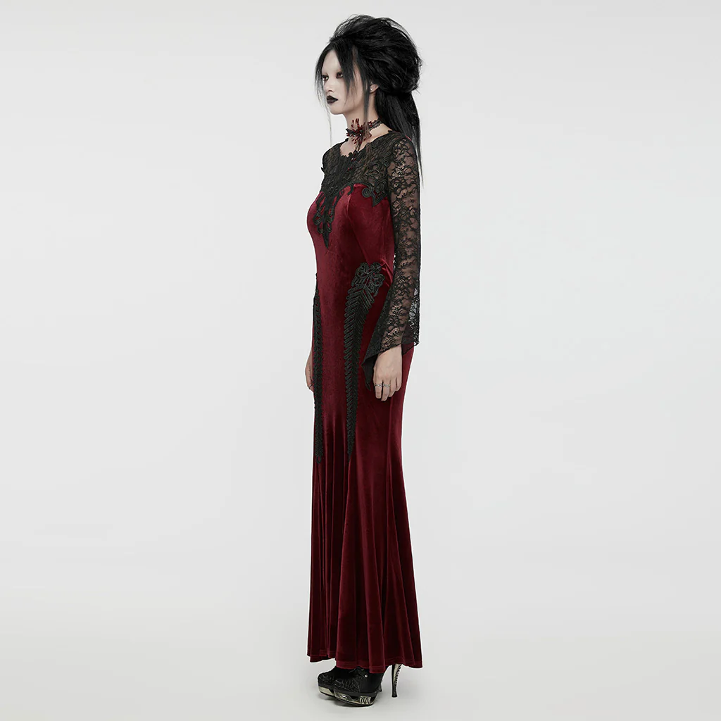 Goth Sexy Velvet Lace Dress - Image 2