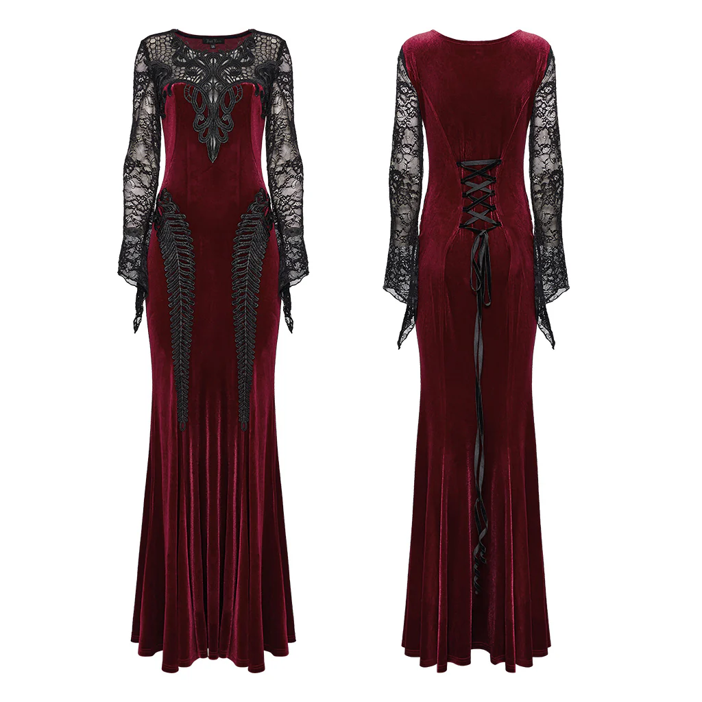 Goth Sexy Velvet Lace Dress - Image 5