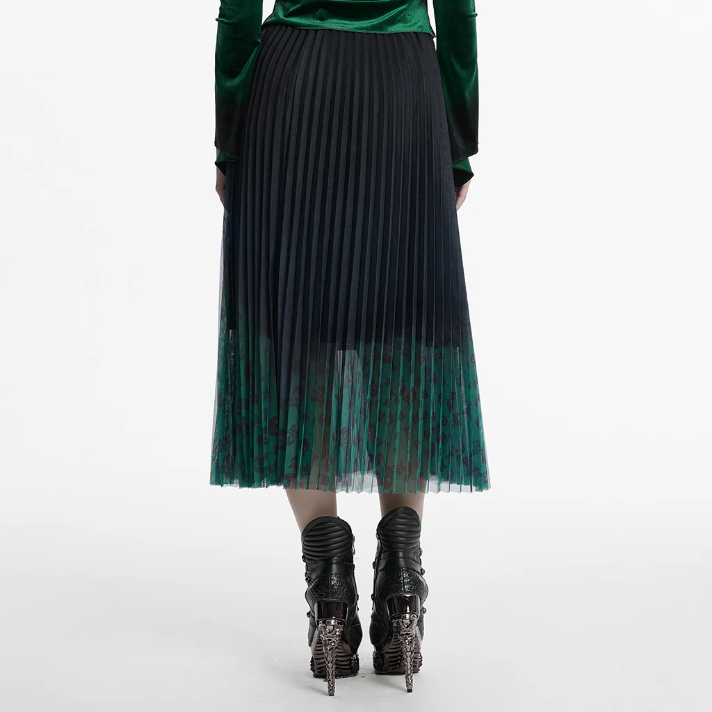 Goth Skull Print Gradient Skirt