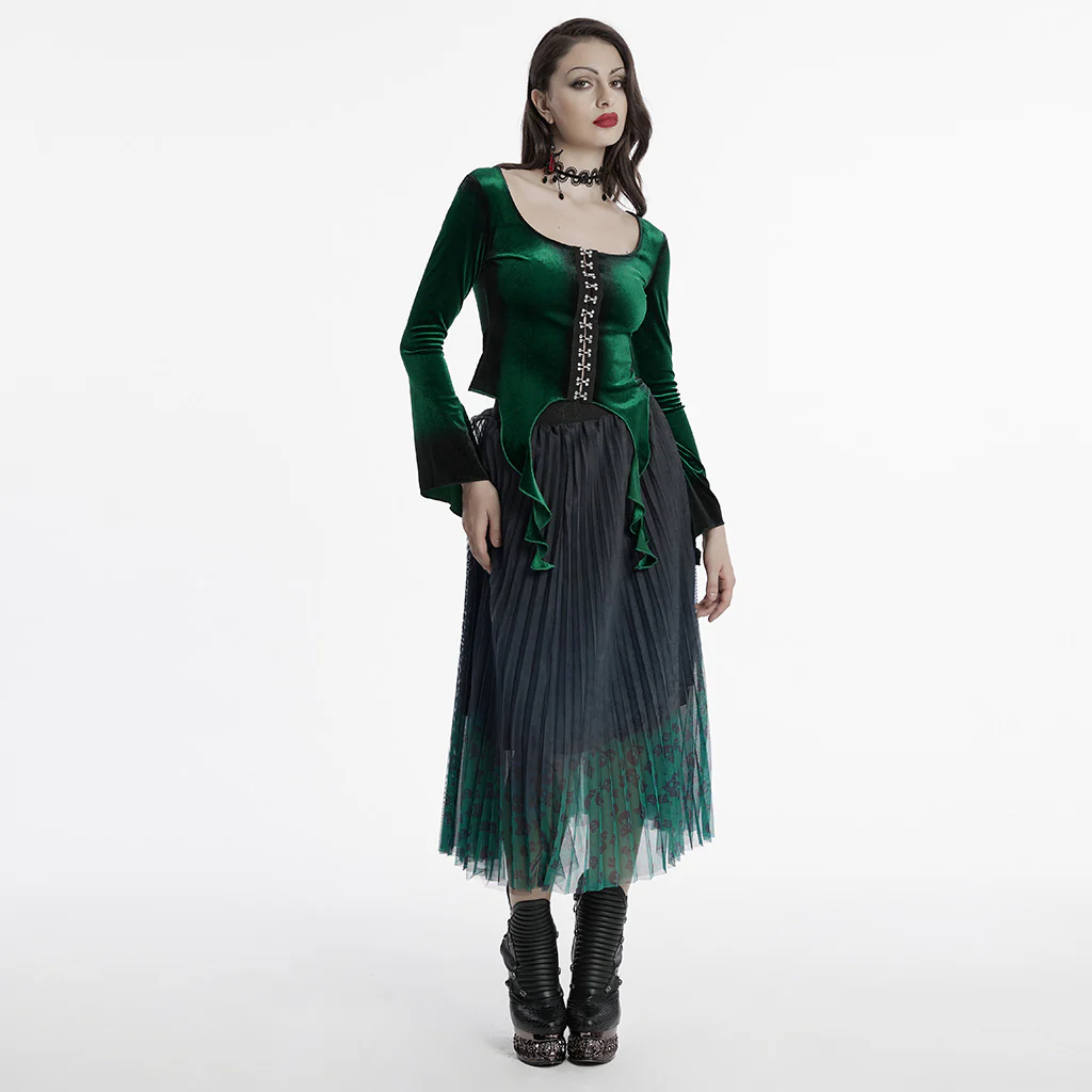 Goth Skull Print Gradient Skirt - Image 5