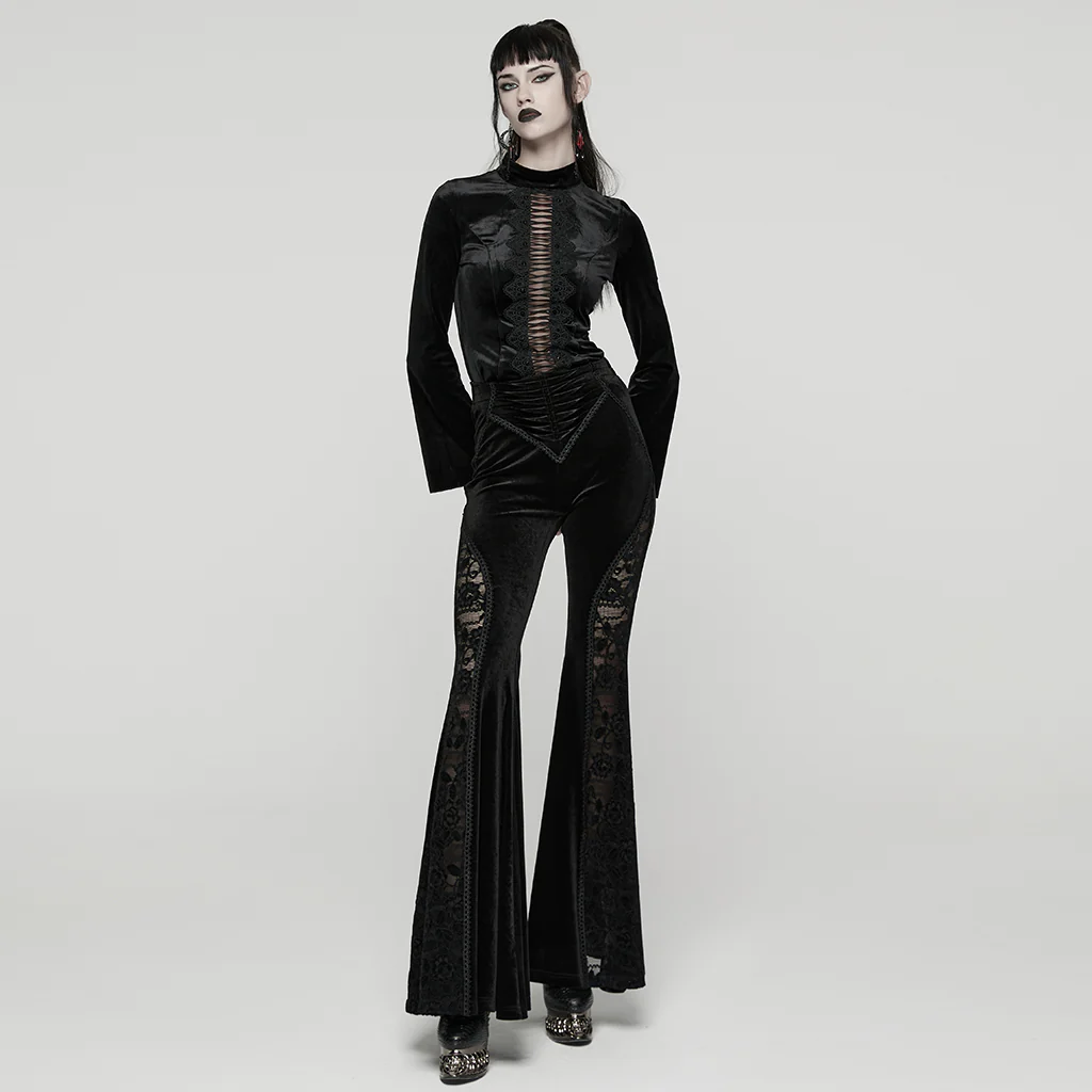 Goth Velvet Flared Trousers - Image 8