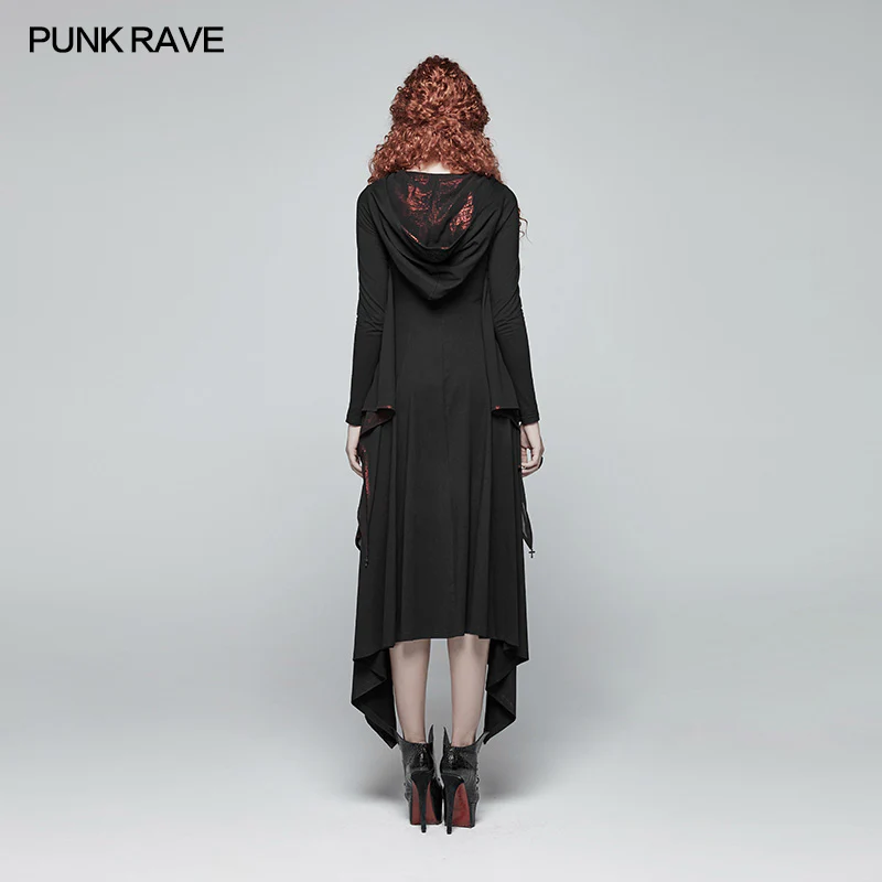 Gothic Bat Wing Hooded Long Sleeves Asymmetrical Dress - Image 6