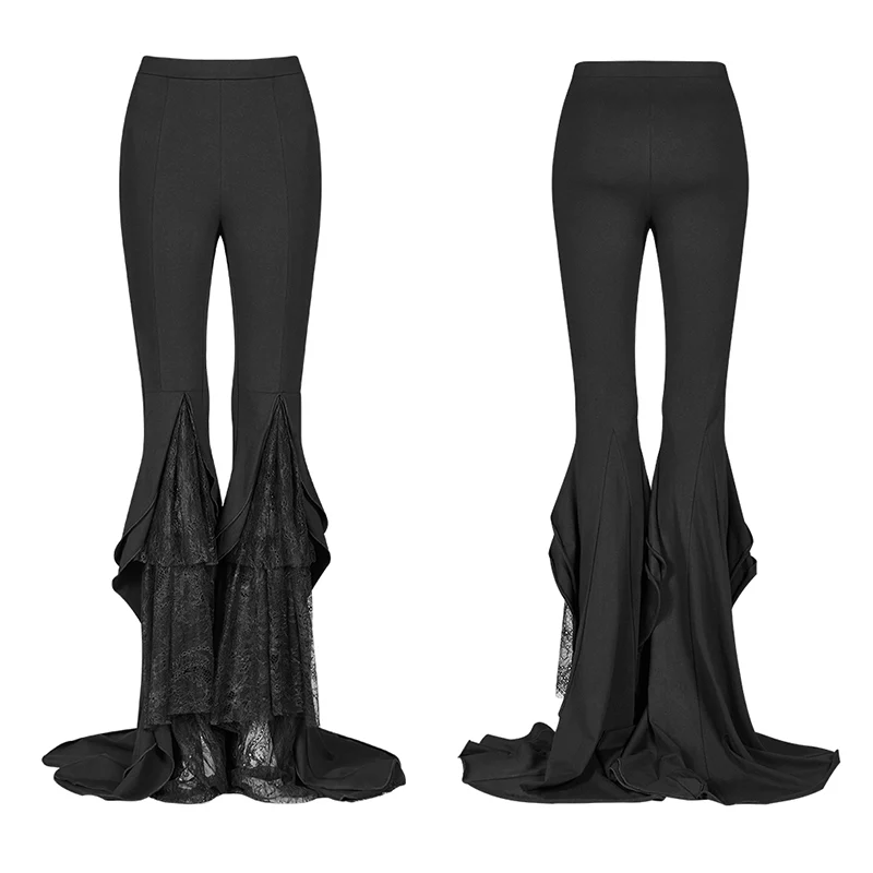 Gothic Big Pendulum Trousers Flared Stitched Lace Pants - Image 4