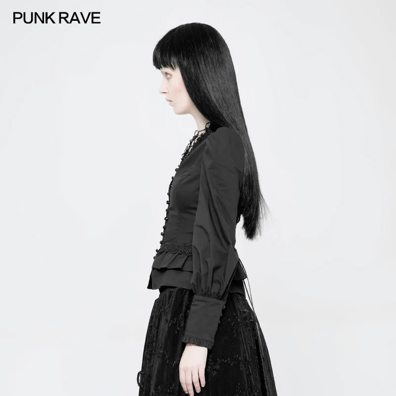 Gothic Cotton Woven Slim Fit Shirt For Women - Image 2
