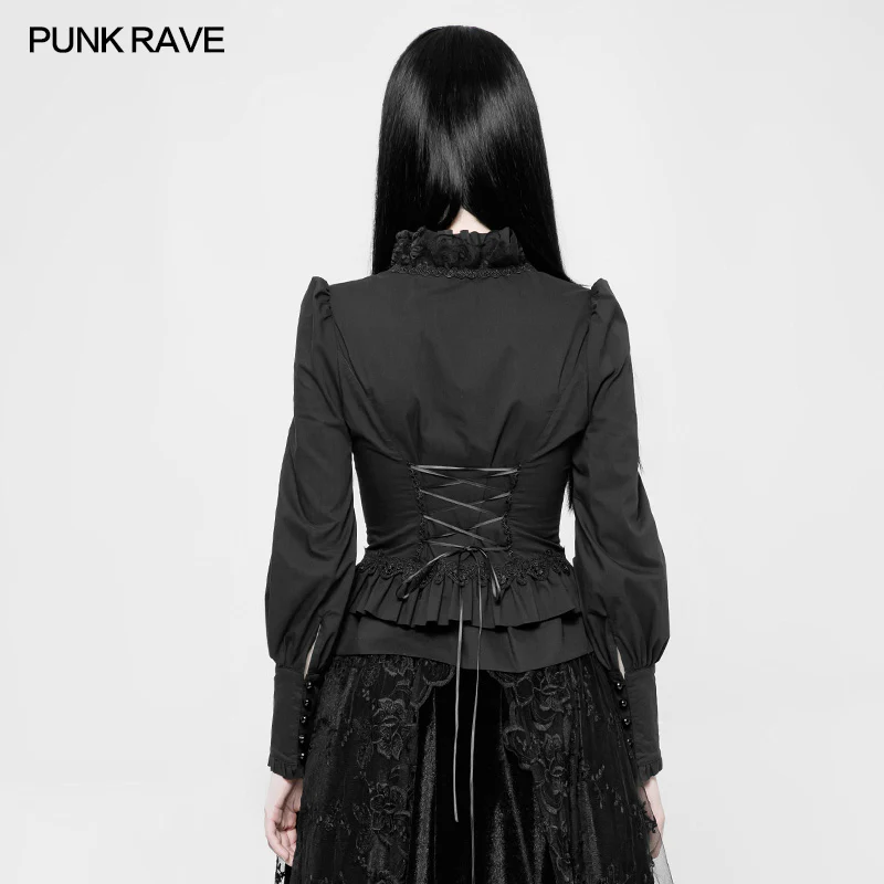 Gothic Cotton Woven Slim Fit Shirt For Women - Image 3