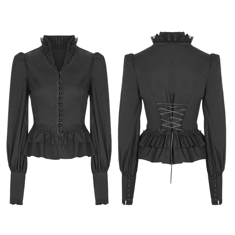 Gothic Cotton Woven Slim Fit Shirt For Women - Image 4