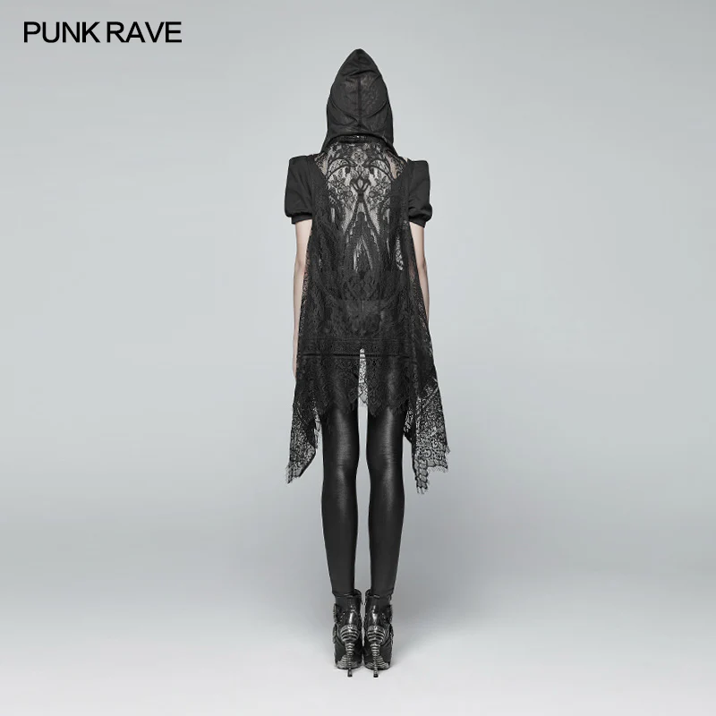 Gothic Daily Lightweight Translucent Lace Long Vest - Image 3