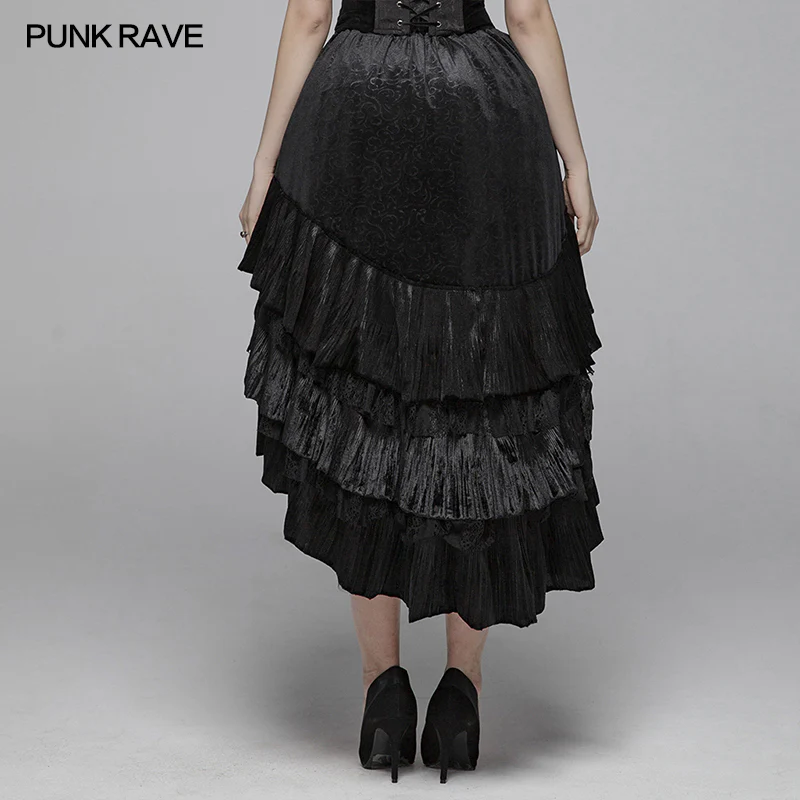 Gothic Dark Grain Velvet Irregular Half Skirt For Women - Image 3