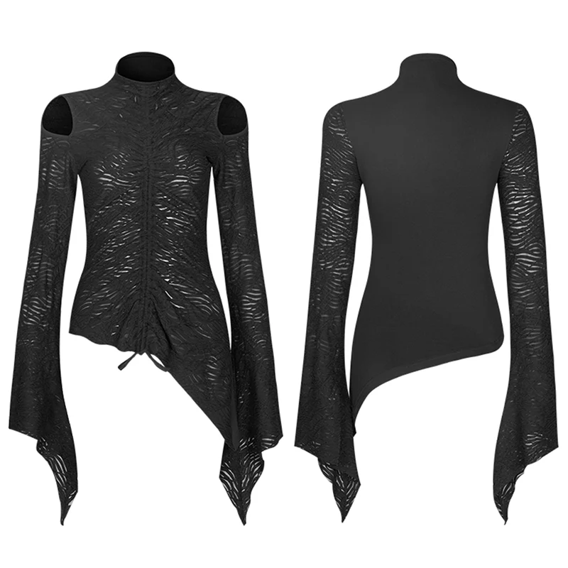 Gothic Drawstring Long Sleeve T-shirt - Image 4