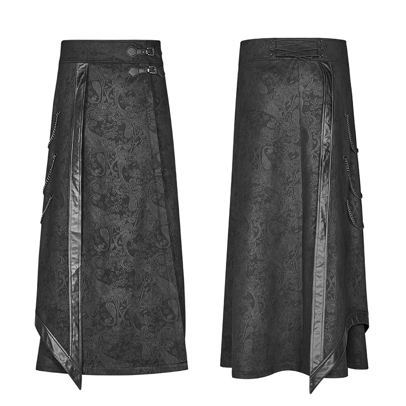 Gothic Floral Suede & Joint Leather Long Overskirt - Image 4