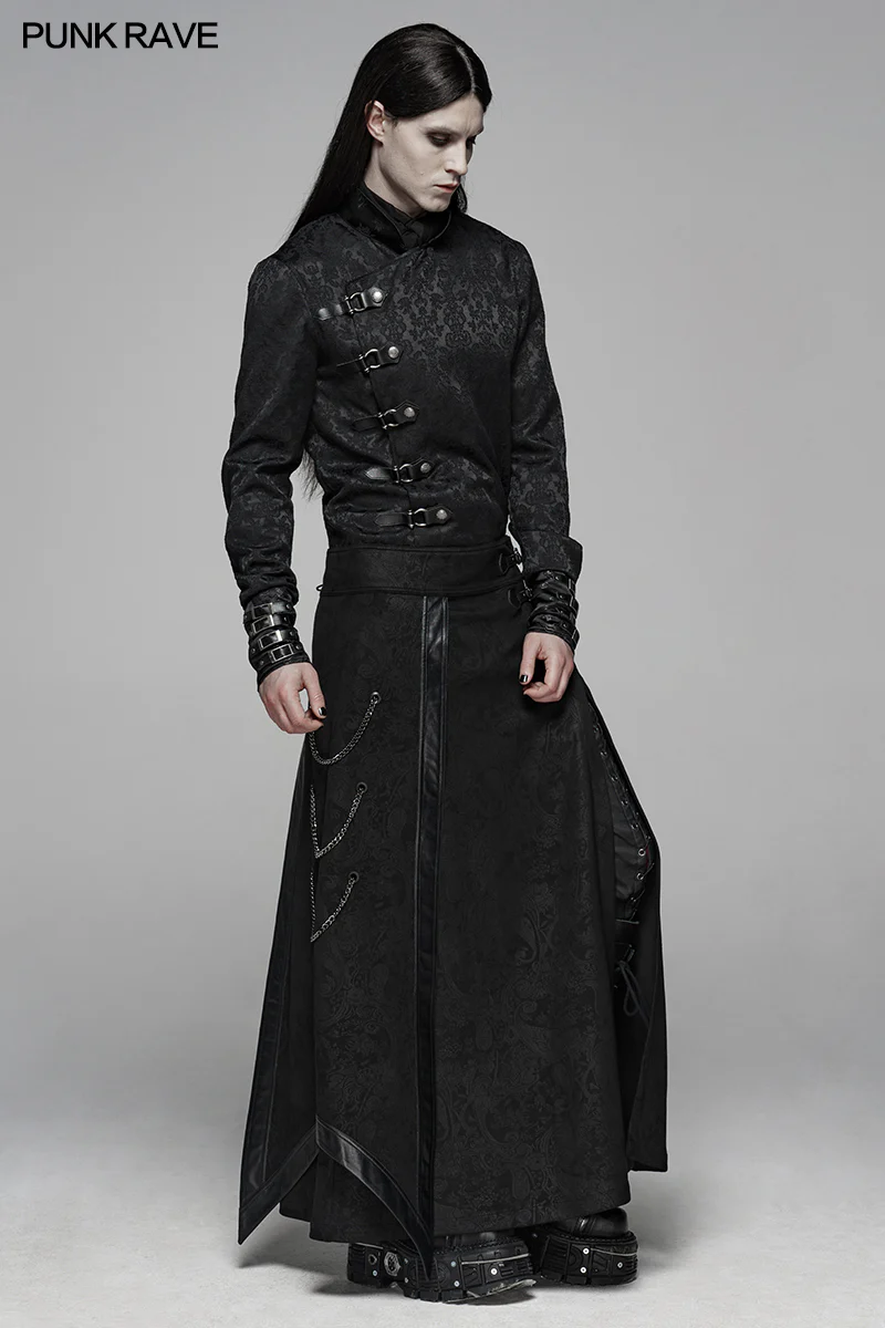 Gothic Floral Suede & Joint Leather Long Overskirt - Image 6