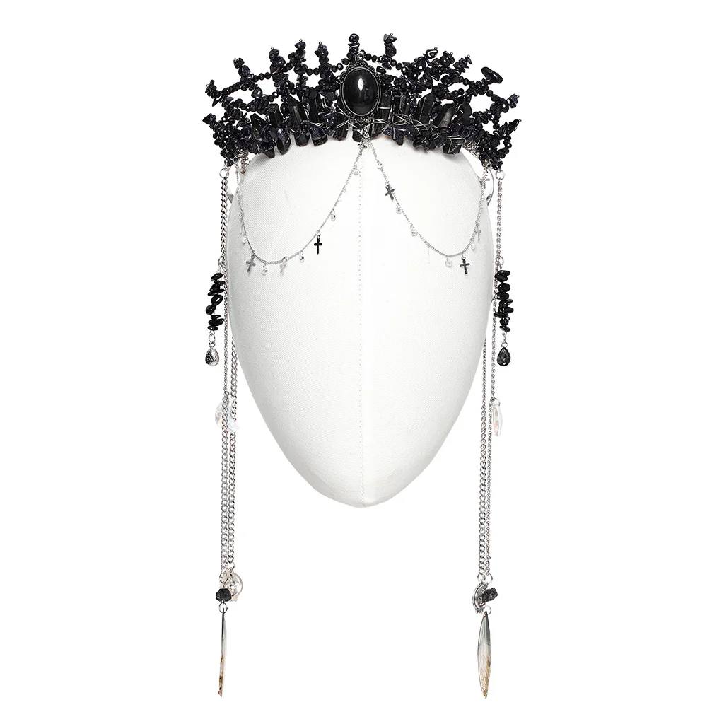 Gothic Gorgeous Black Crystal Headband - Image 4