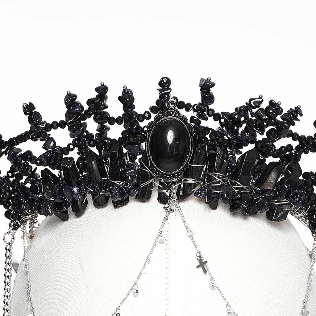 Gothic Gorgeous Black Crystal Headband - Image 5