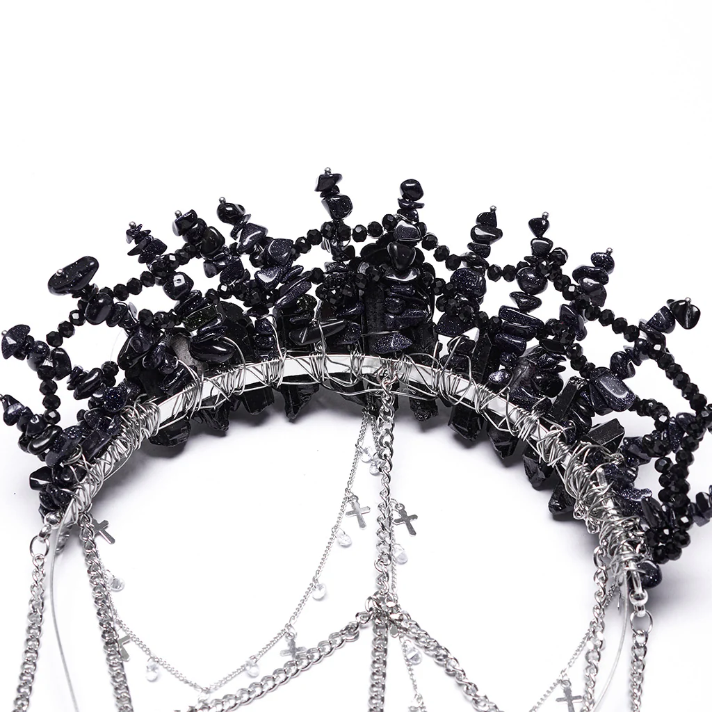 Gothic Gorgeous Black Crystal Headband - Image 6