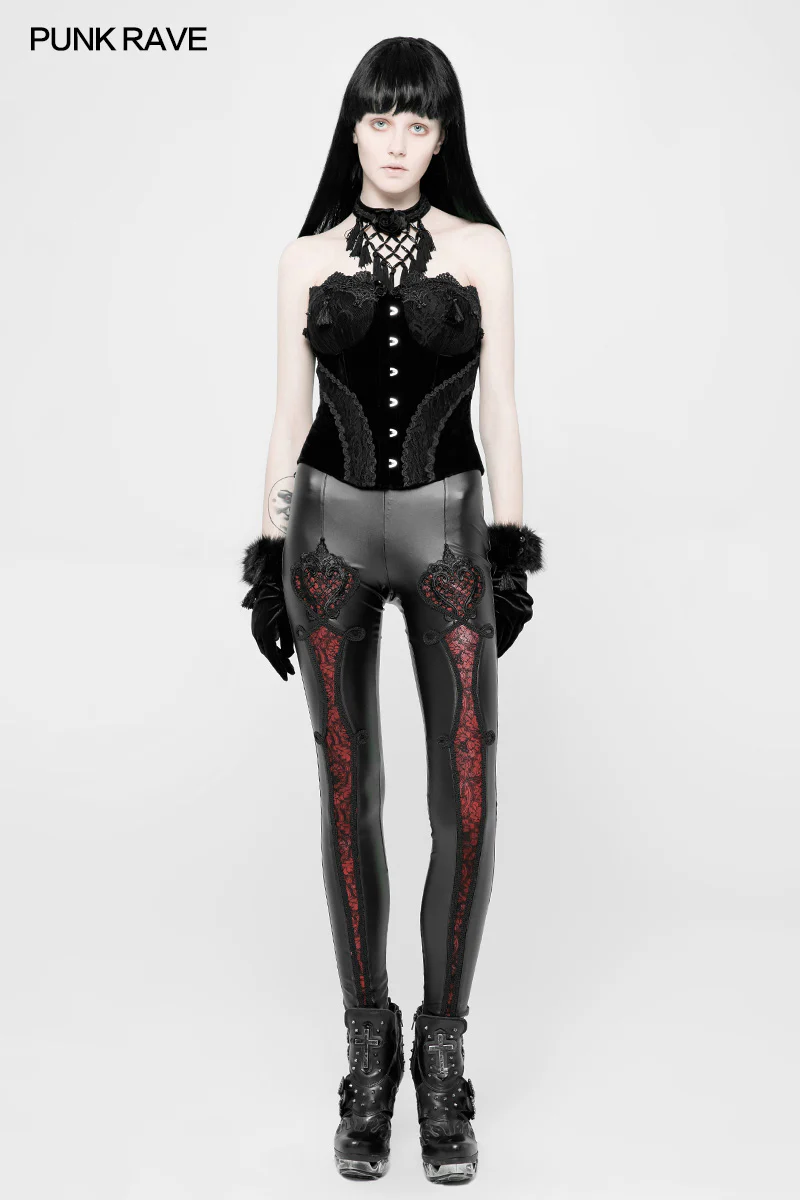 Gothic Gorgeous Velvet & Lace Steel Boned Overbust Corset - Image 6