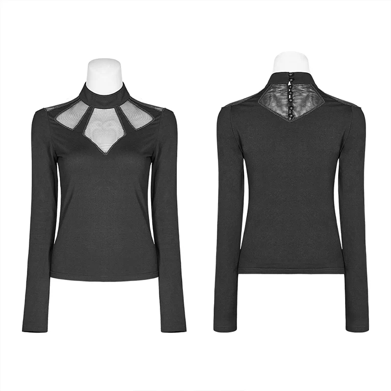 Gothic Hollow-out Long Sleeve T-shirt For Women - Image 4