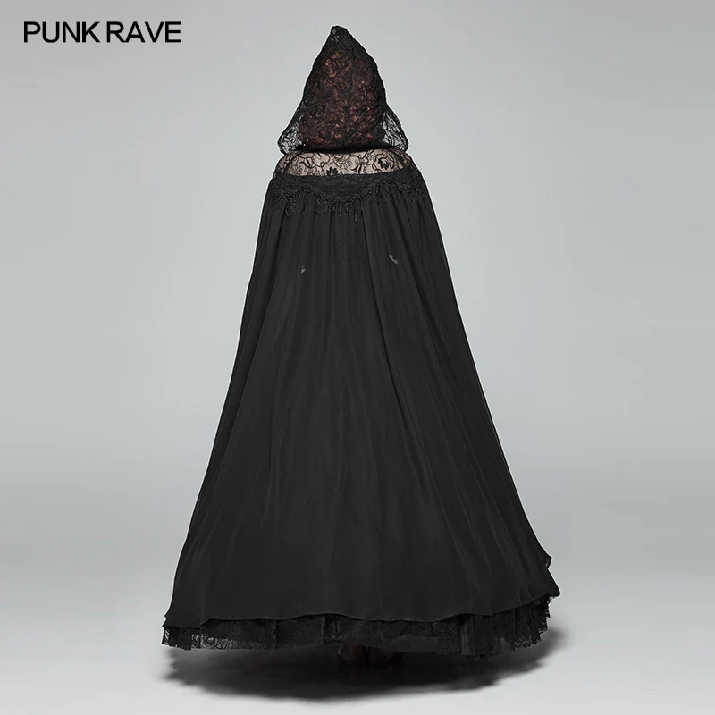 Gothic Hooded Chiffon Cape Long Coat - Image 3