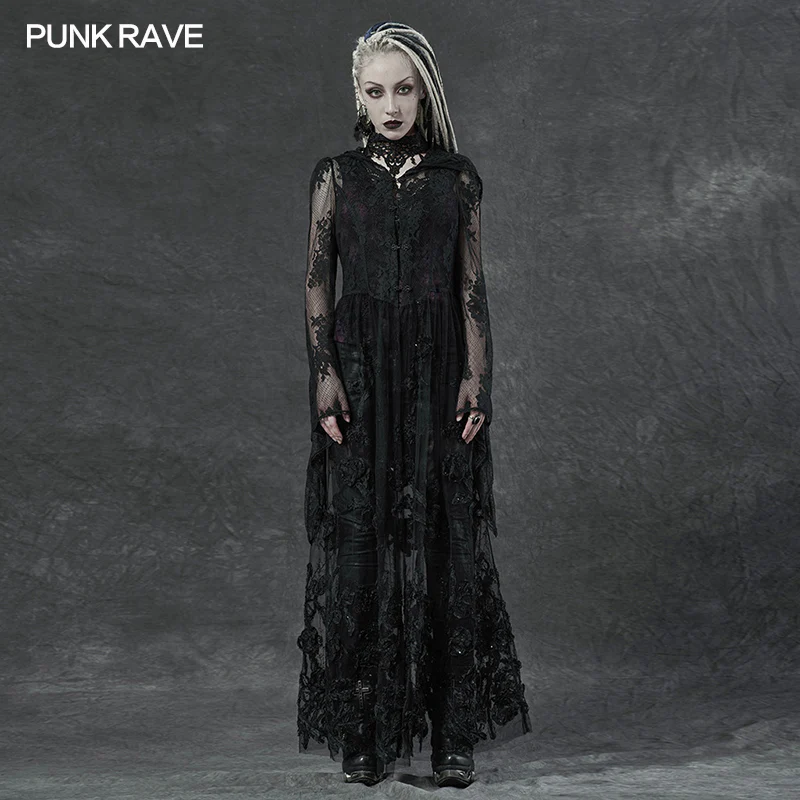 Gothic lace 3D embroidered long coat