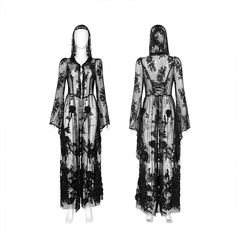 Gothic lace 3D embroidered long coat - Image 4