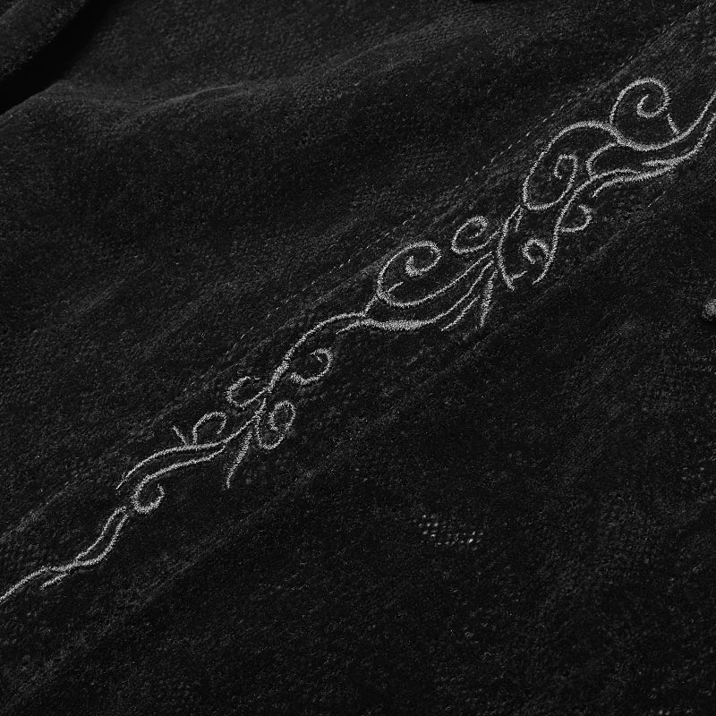 Gothic Lace Long Sleeve Flocking Shirt For Men - Image 5