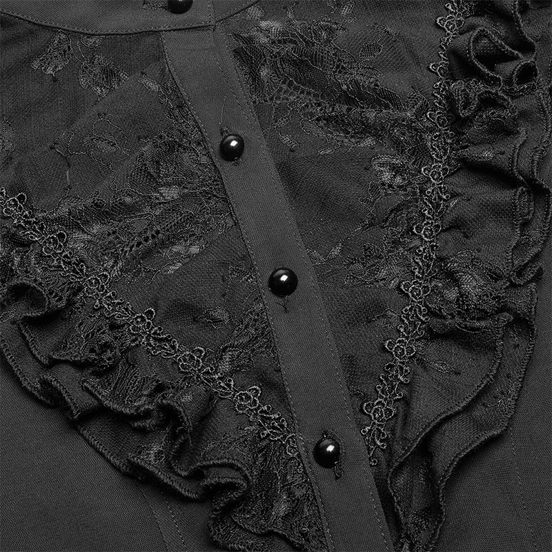 Gothic Long Shirt With Irregular Hollow-out Lace Design For Women - Image 5