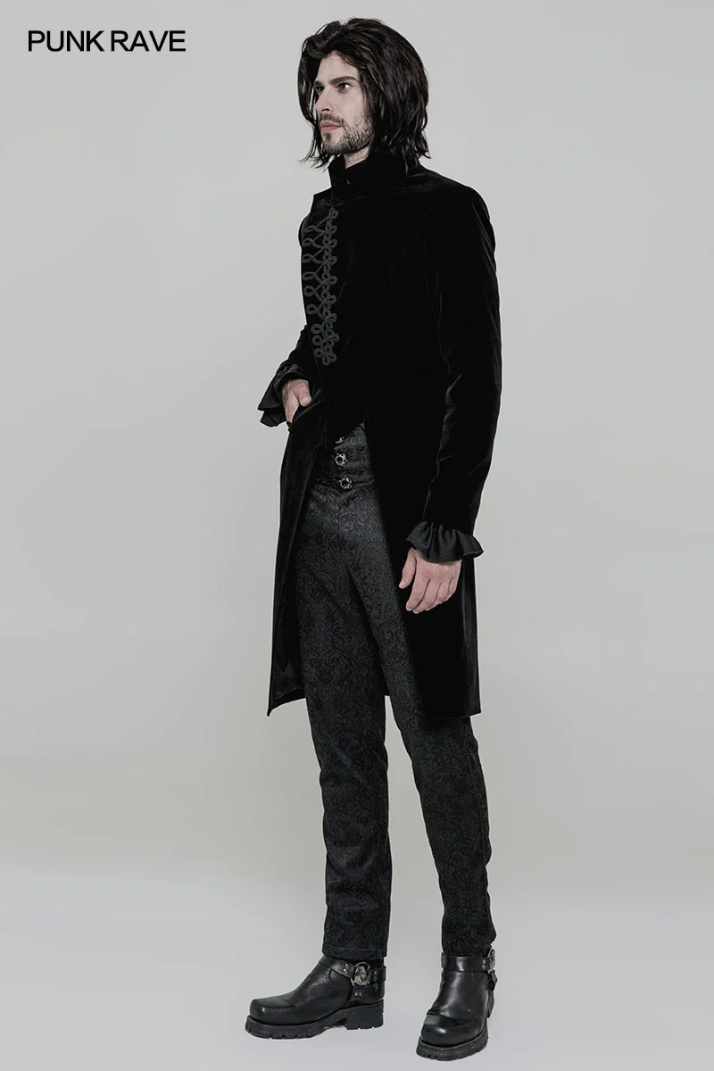Gothic Mens Simple Long Sleeve Three-quarter Coat - Image 4