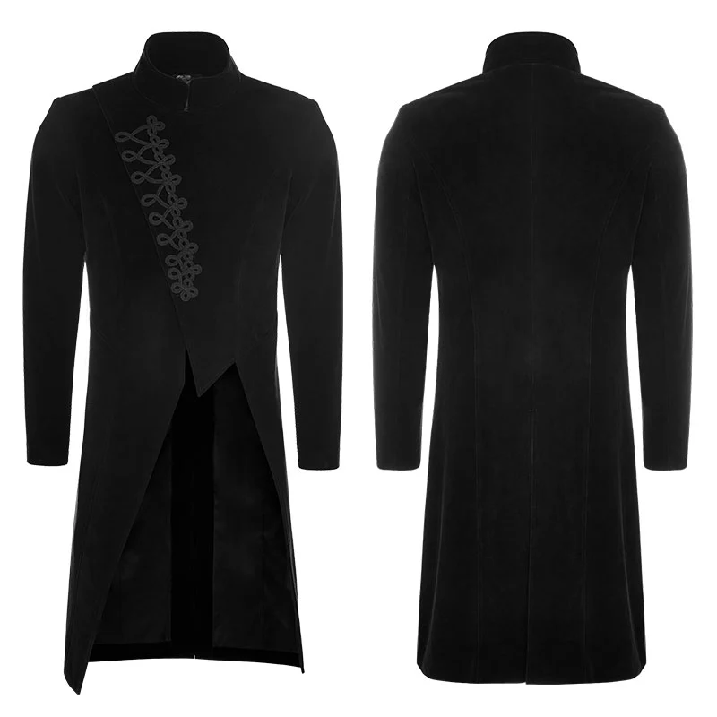 Gothic Mens Simple Long Sleeve Three-quarter Coat - Image 5