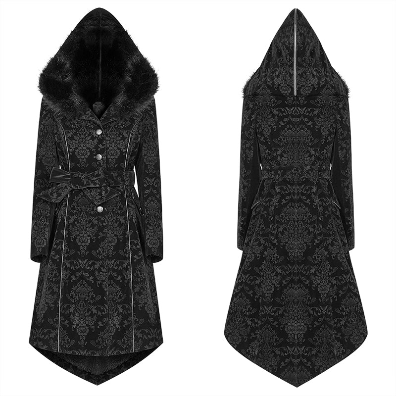 Gothic Pattern Medium Long Coat With Pointed Hat For Women - Image 4