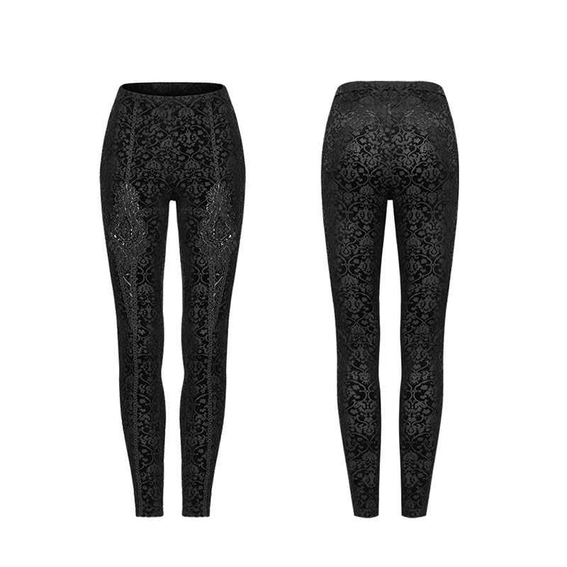 Gothic retro burn out flower leggings - Image 4