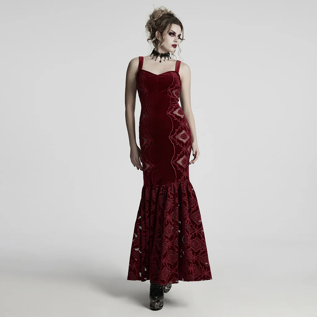Gothic Retro Velvet Embroidered Dress - Image 2