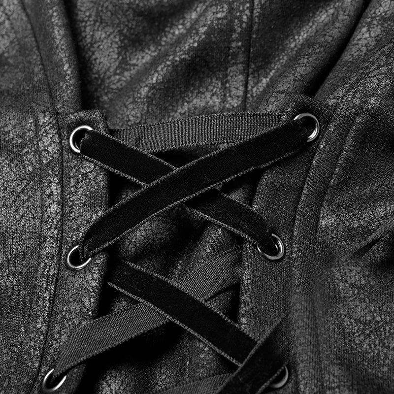 Gothic Stand/Lapel Collar Dark High-low Coat - Image 6