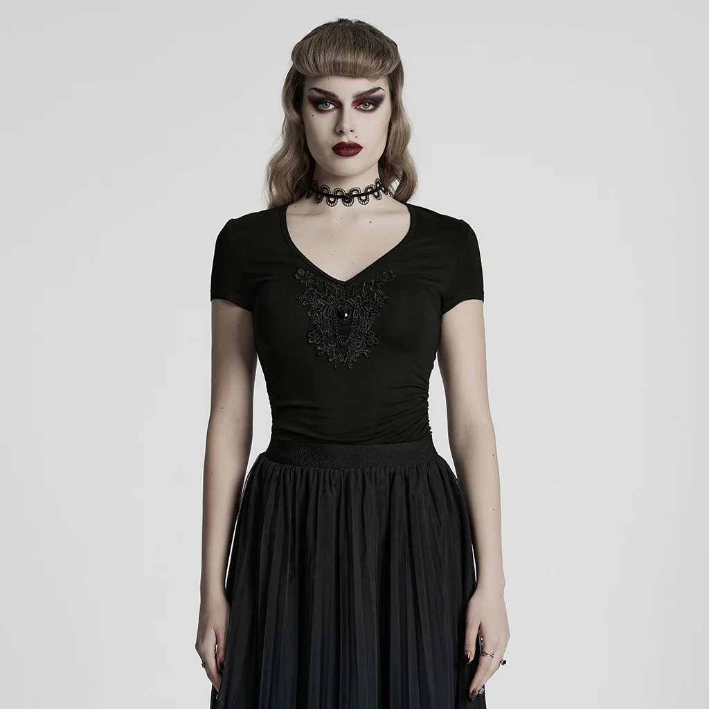 Gothic V-neck T-shirt