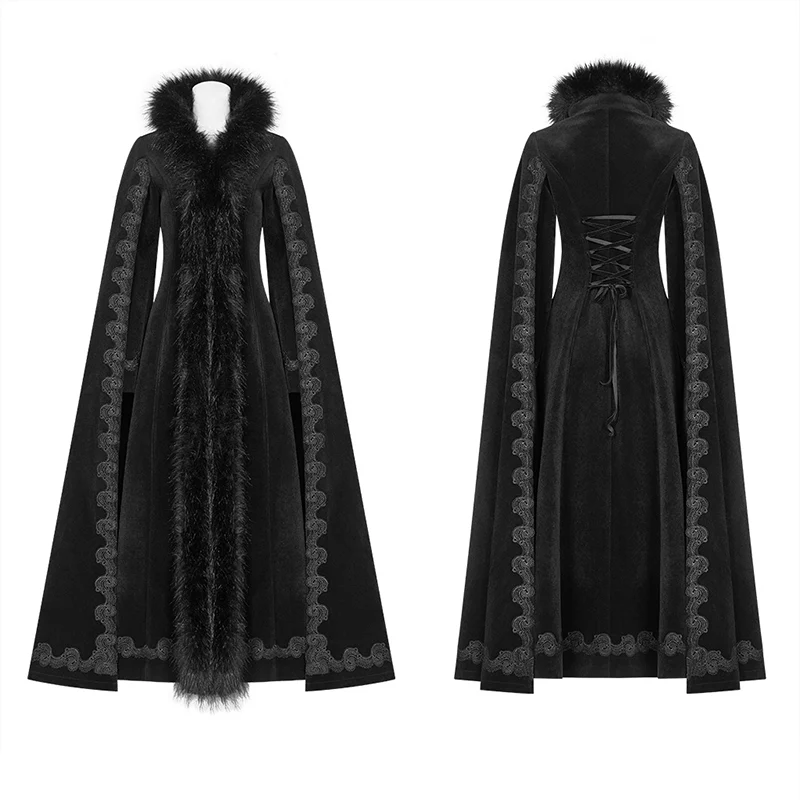 Gothic Vintage Gorgeous Long Coat V-neck Cloak For Women - Image 4