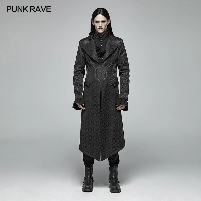 Gothic Vintage Jacquard V-neck Mid-length Coat