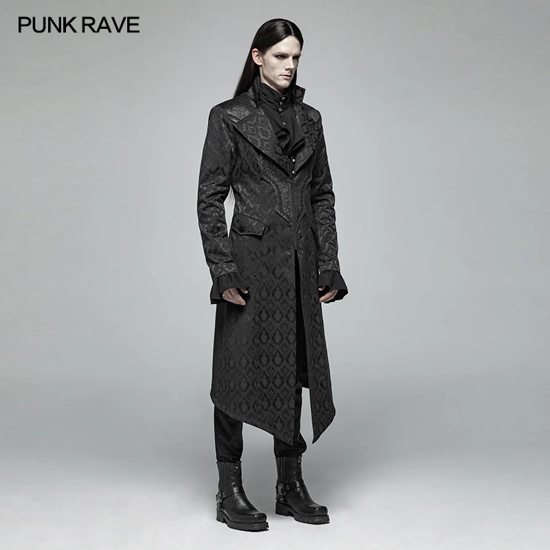 Gothic Vintage Jacquard V-neck Mid-length Coat - Image 2