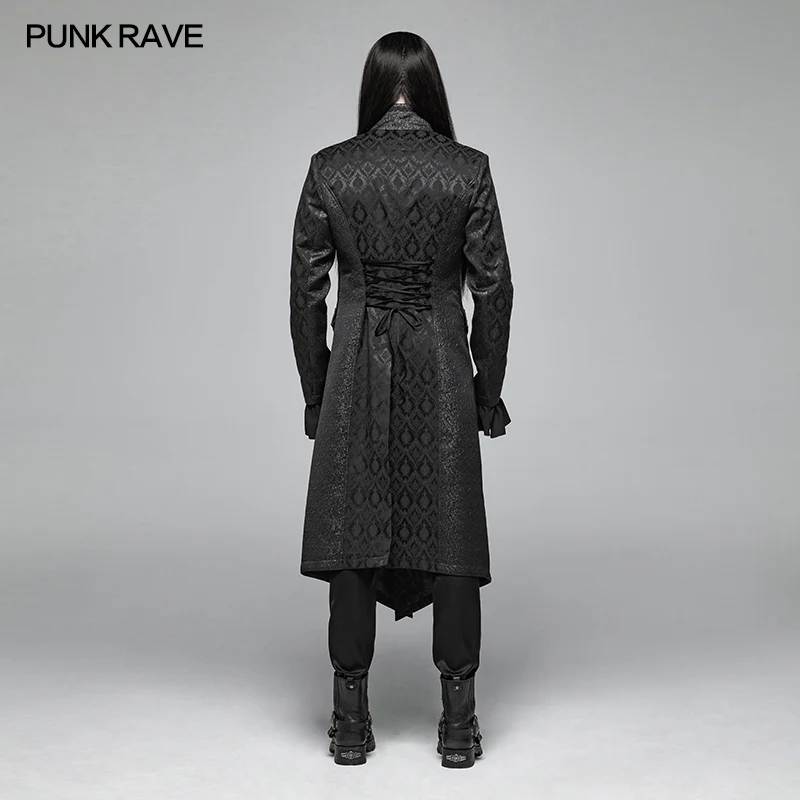 Gothic Vintage Jacquard V-neck Mid-length Coat - Image 3