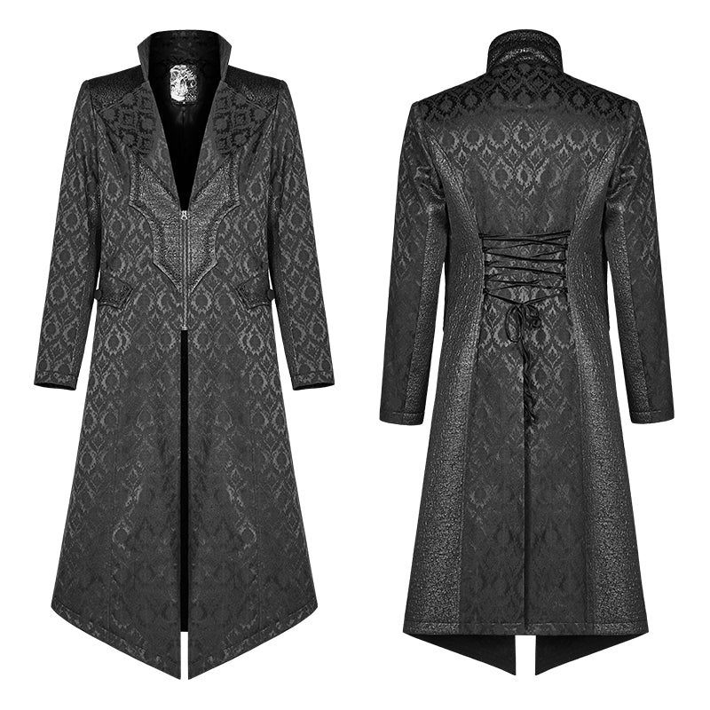 Gothic Vintage Jacquard V-neck Mid-length Coat - Image 4