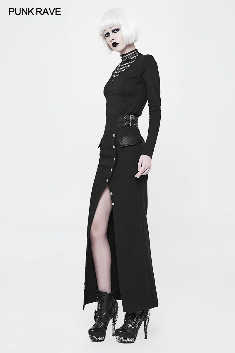 Handsome Military Uniform Long Punk Skirt For Women - Image 6