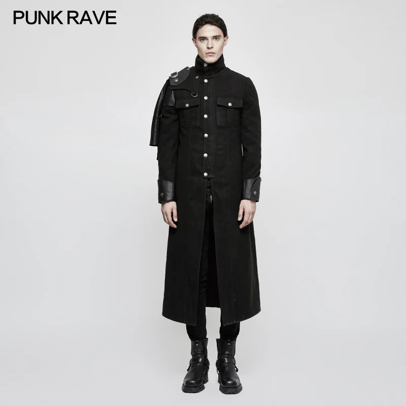 Handsome Military Uniform Punk Jacket With Removable Shawl Shoulder