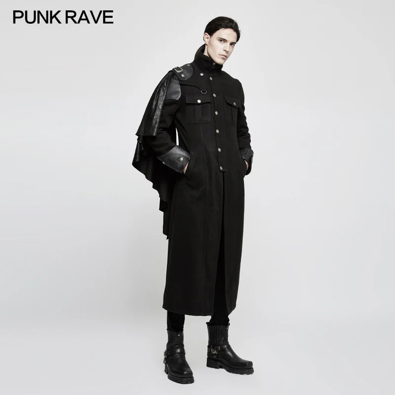 Handsome Military Uniform Punk Jacket With Removable Shawl Shoulder - Image 2