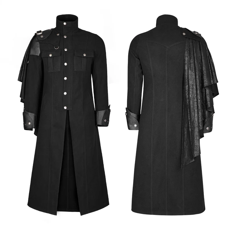 Handsome Military Uniform Punk Jacket With Removable Shawl Shoulder - Image 4