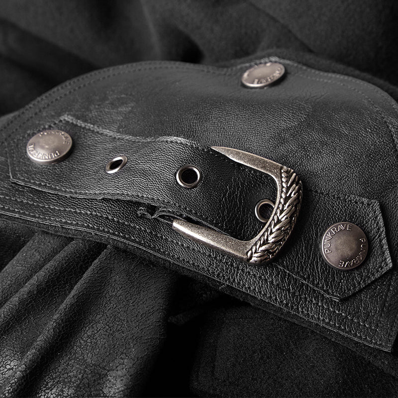 Handsome Military Uniform Punk Jacket With Removable Shawl Shoulder - Image 5