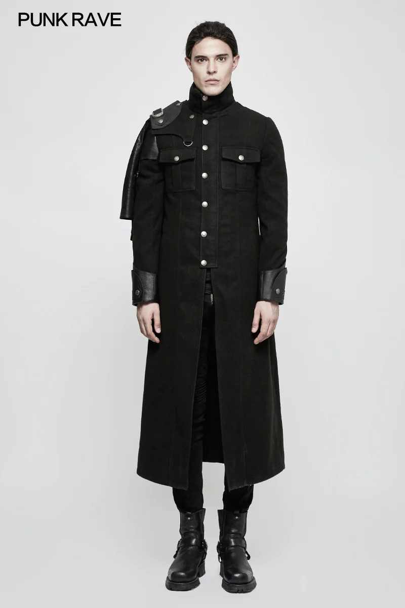Handsome Military Uniform Punk Jacket With Removable Shawl Shoulder - Image 6