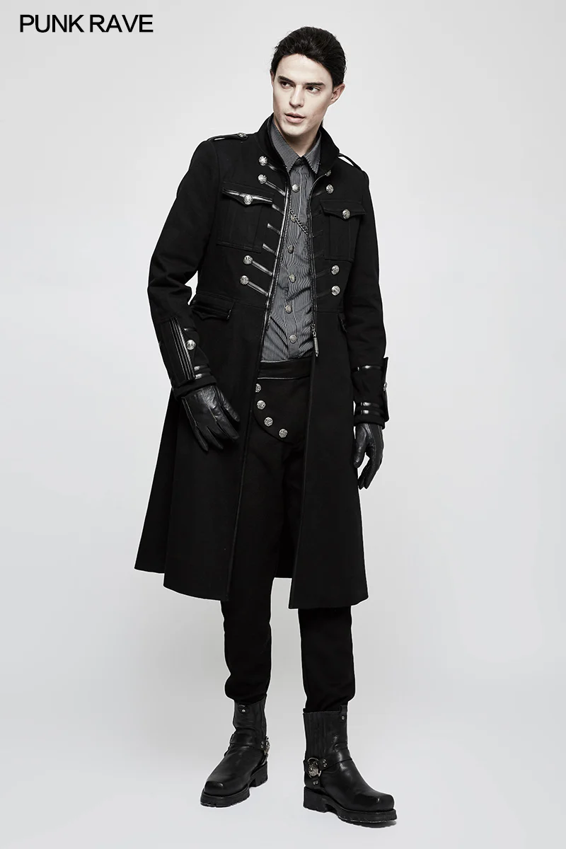 Handsome Striped Punk Shirt With Free Hanging Metal Chain - Image 10