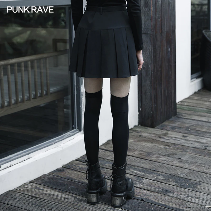 "Hardcore Girl" series simplest short front and long back pleated skirt - Image 3