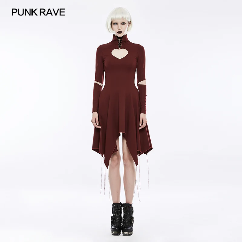 High-class Elastic Sexy Hollow Out Gothic Dress With Asymmetry Hem - Image 11