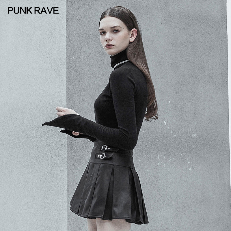 High Collar Irregular Hem Pullover Sweater - Image 2