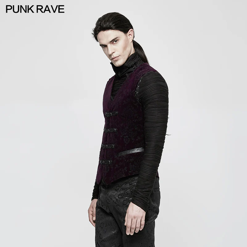 High Quality Velvet Printing Gothic Vest For Men - Image 7
