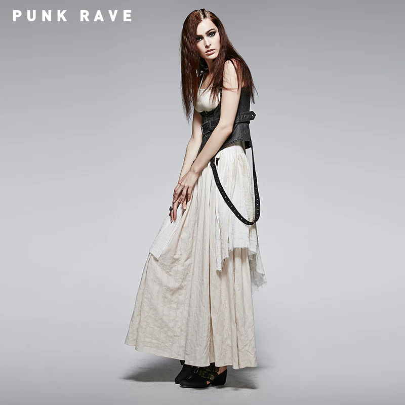 High Quality White Steampunk Long Lace Punk Dress - Image 3