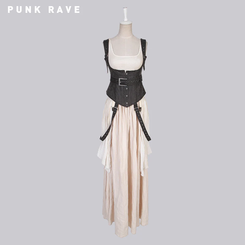 High Quality White Steampunk Long Lace Punk Dress - Image 4